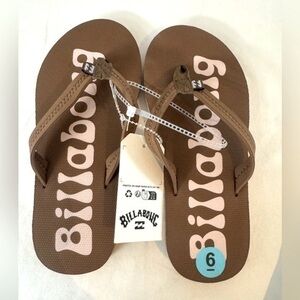 New Women's Billabong Marina Flip Flops Sandals Brown Size 6